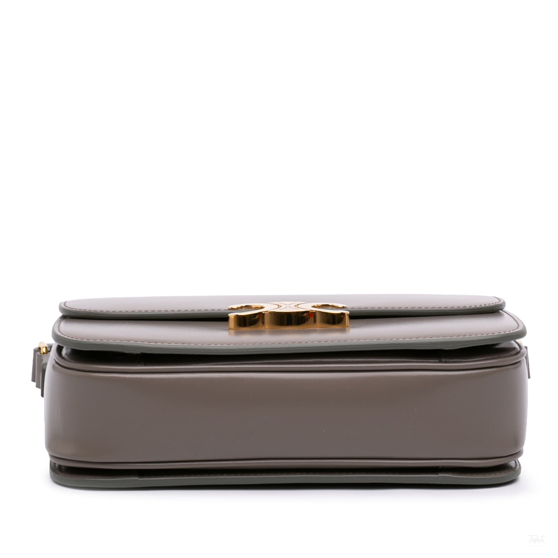 322606115 Triomphe Classique Shiny Calfskin Leather Flap Crossbody Brown 3