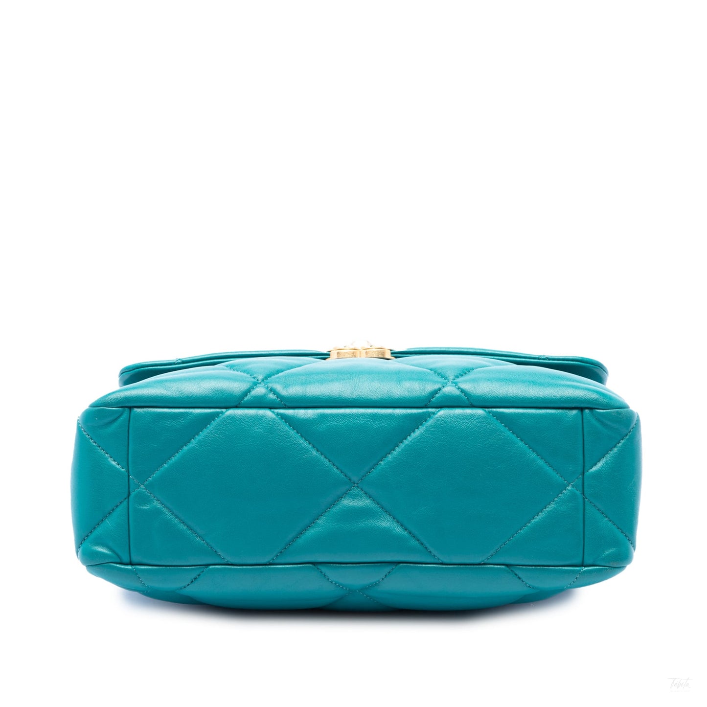 322606116 CHANEL 19 Large Lambskin Leather Matelassè Flap Handbag Blue 3