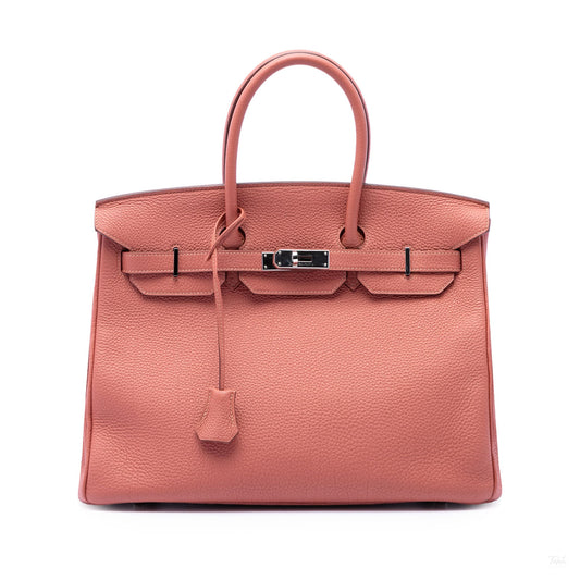 322606128 Birkin 35 Togo Leather Top handle Bag Pink 1