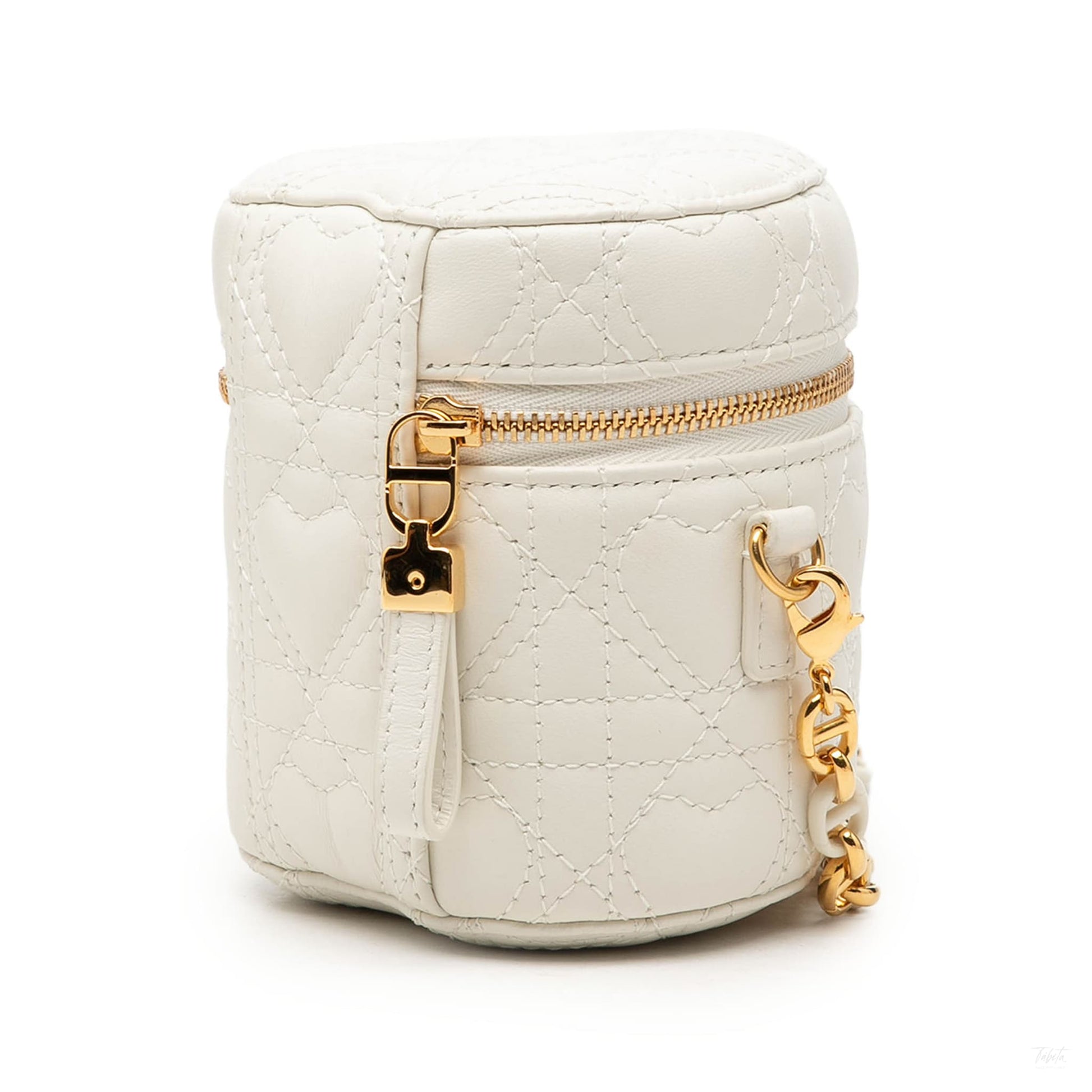 322606129 DiorAmour Micro Lambskin Leather Cannage Vanity Case Handbag White 2