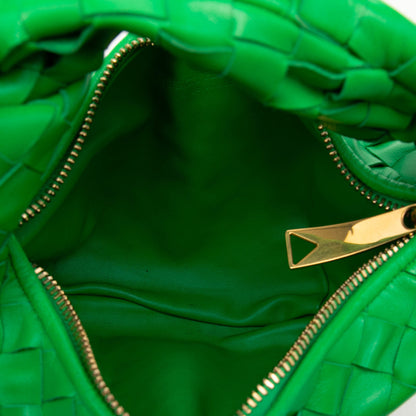 Jodie Mini Intrecciato Leather Hobo Handbag Green
