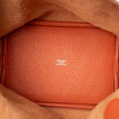 Picotin 18 Taurillon Clemence Leather Lock Bucket Handbag Orange