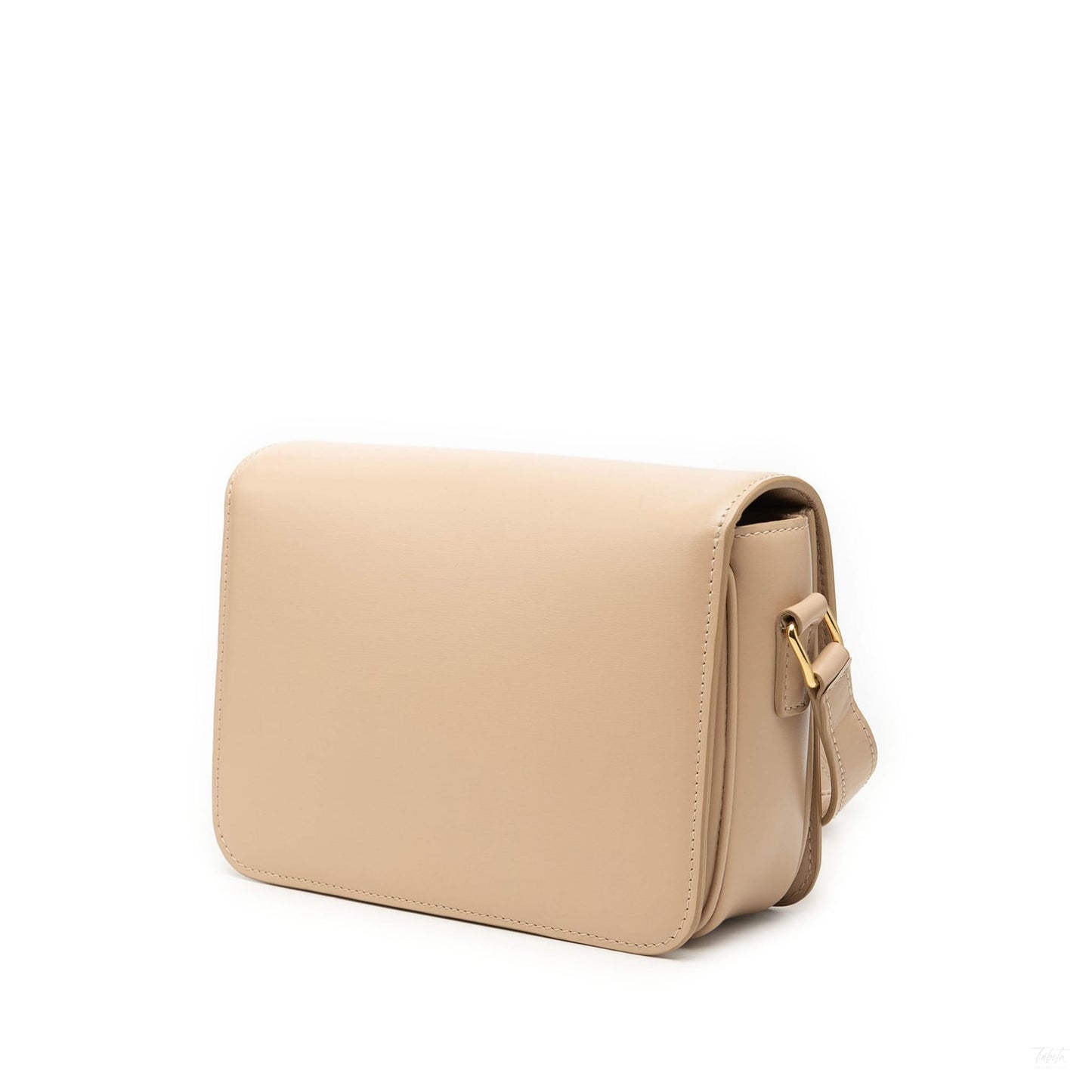 322606135 Triomphe Teen Shiny Calfskin Leather Flap Crossbody Beige 2