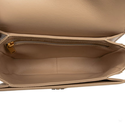 322606135 Triomphe Teen Shiny Calfskin Leather Flap Crossbody Beige 4