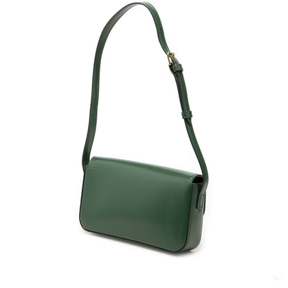 322606138 Claude Shiny Calfskin Leather Flap Crossbody Green 2