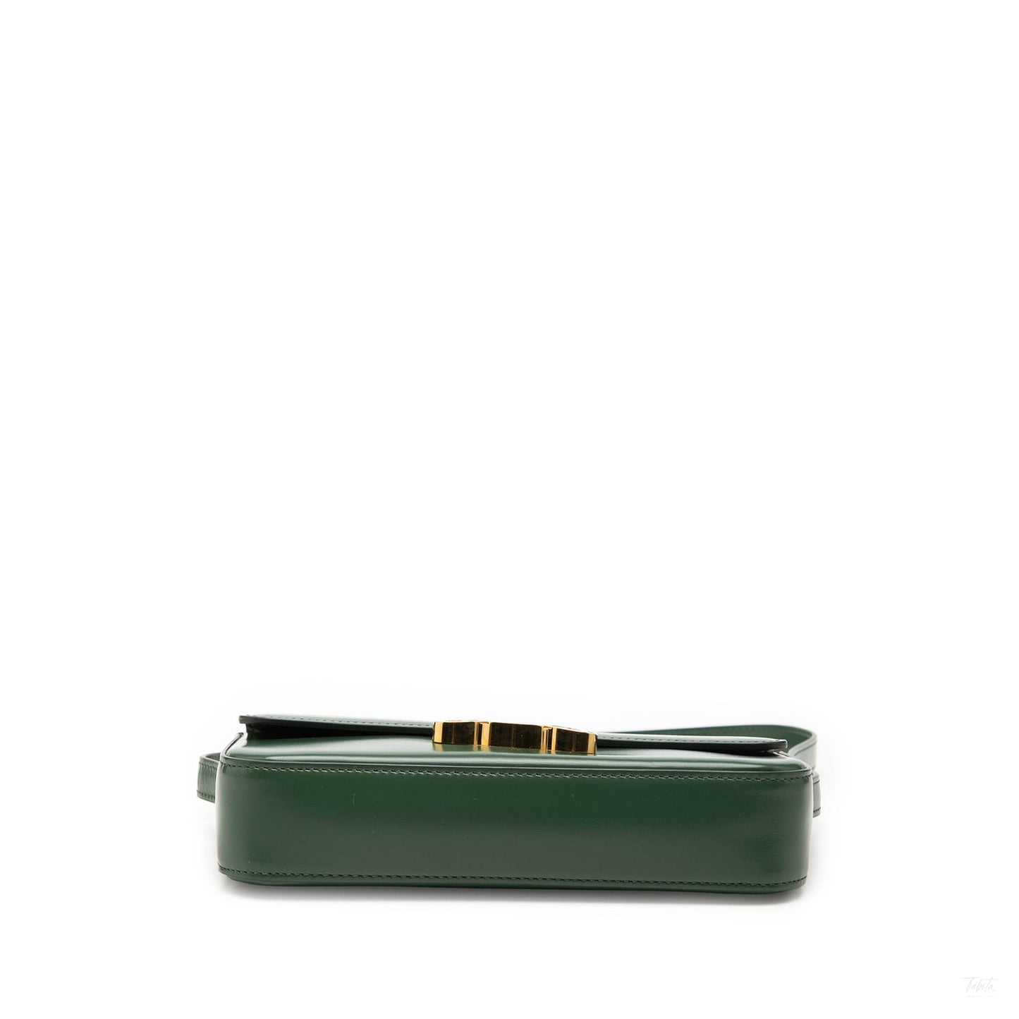 322606138 Claude Shiny Calfskin Leather Flap Crossbody Green 3