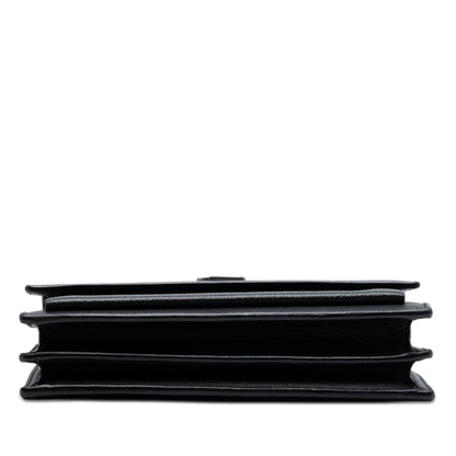 Sunset Grained Calfskin Leather Flap Crossbody Black