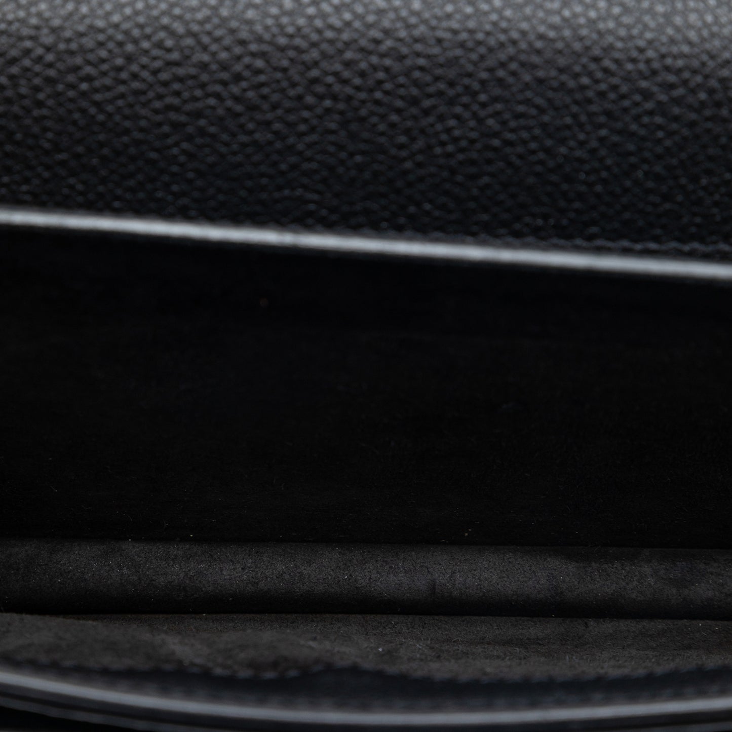 Sunset Grained Calfskin Leather Flap Crossbody Black