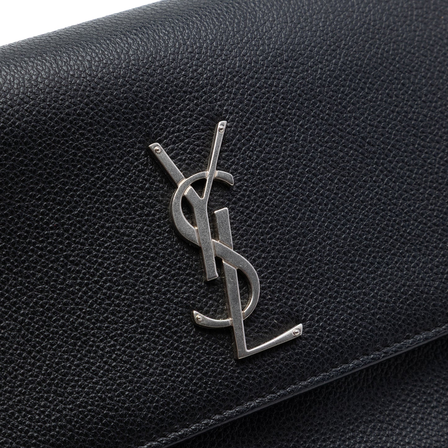 Sunset Grained Calfskin Leather Flap Crossbody Black