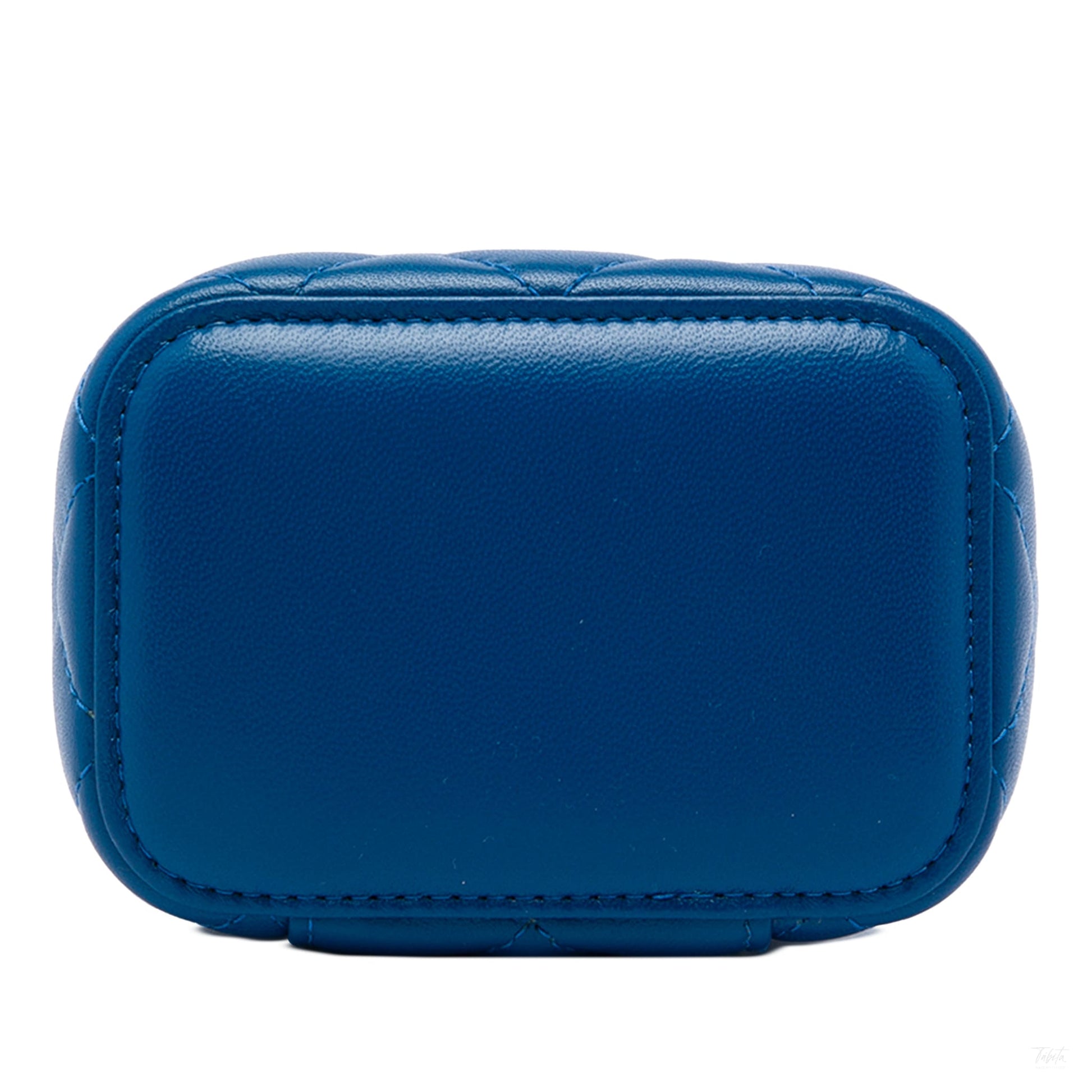 322607004 Vanity Case Mini Lambskin Leather Pearl Charm Quilted Handbag Blue 3