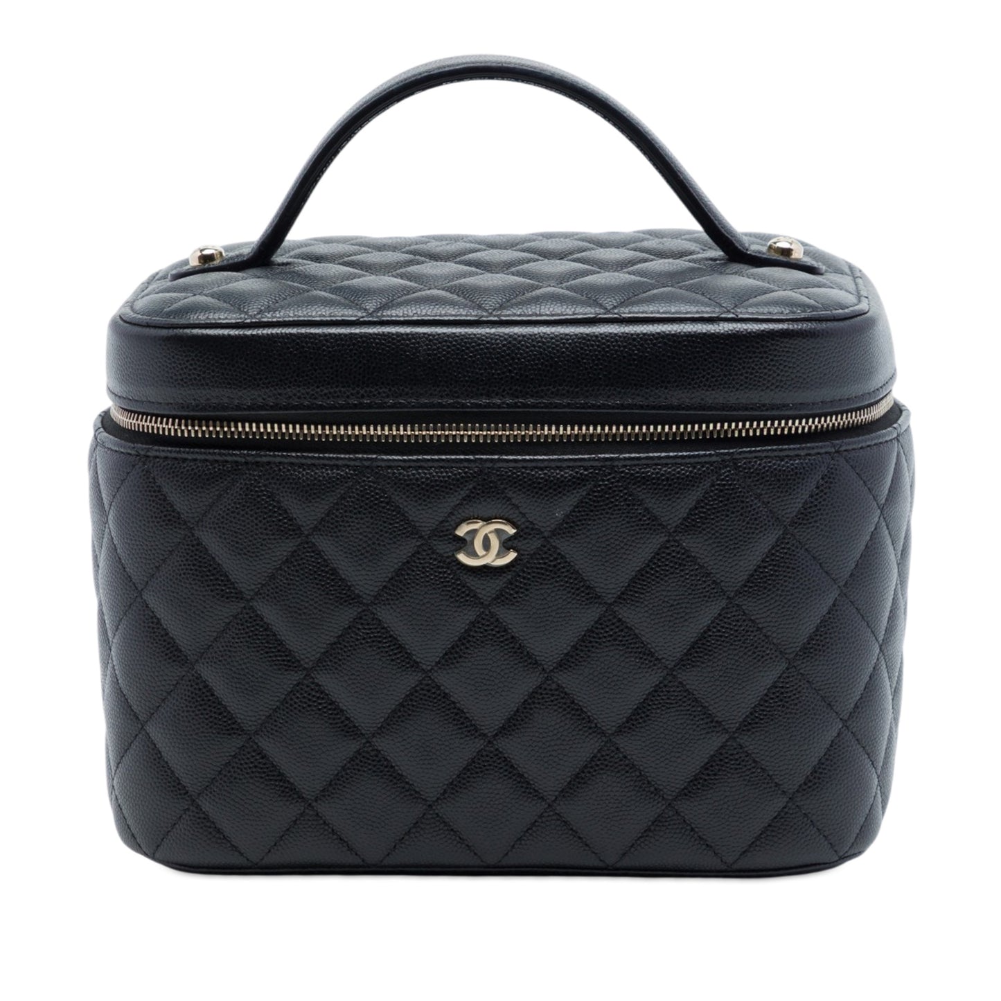 Vanity Case Medium Caviar Leather Top-handle Handbag Black