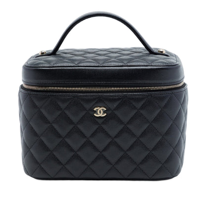 Vanity Case Medium Caviar Leather Top-handle Handbag Black