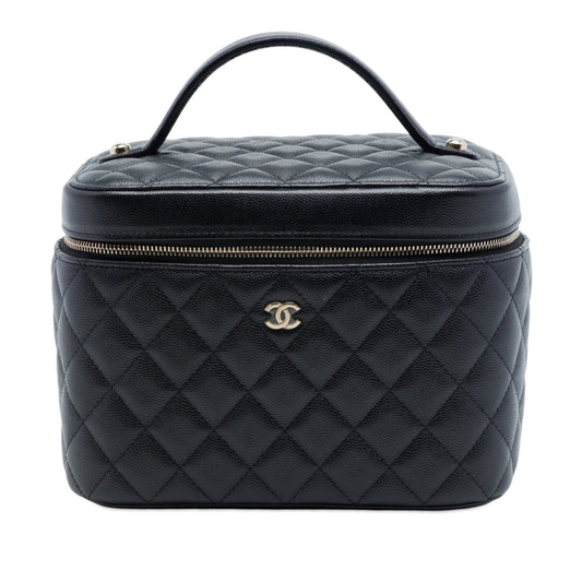 Vanity Case Medium Caviar Leather Top-handle Handbag Black