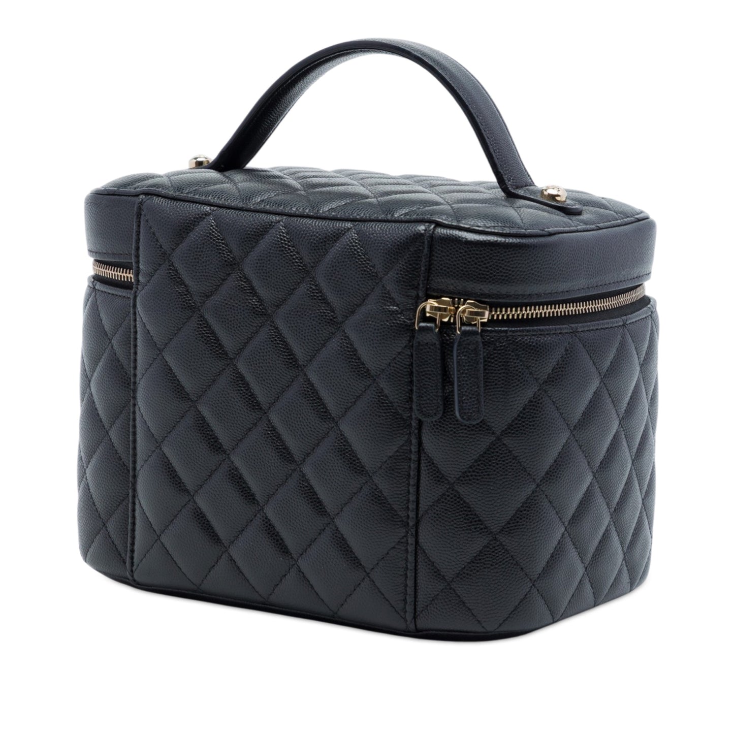 Vanity Case Medium Caviar Leather Top-handle Handbag Black