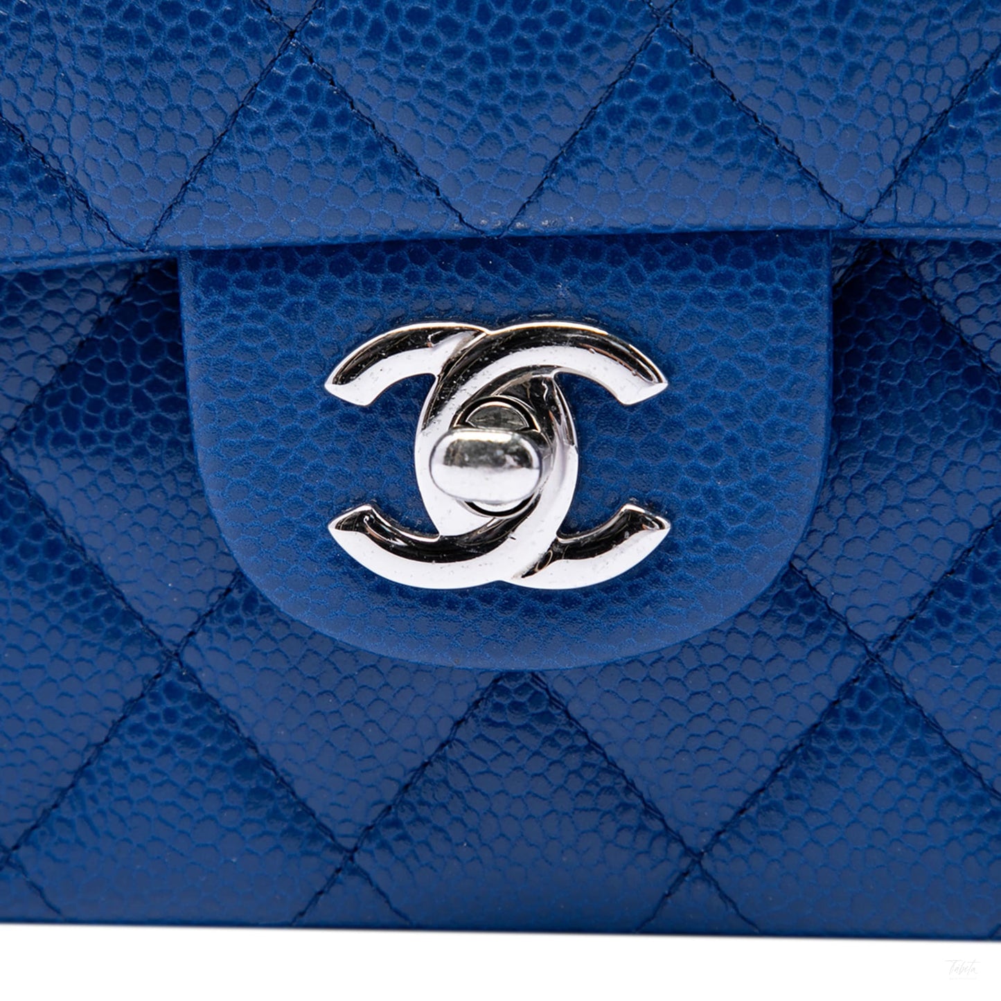322607008 Classic Double Flap Medium Caviar Leather Matelassè Shoulder Bag Blue 5