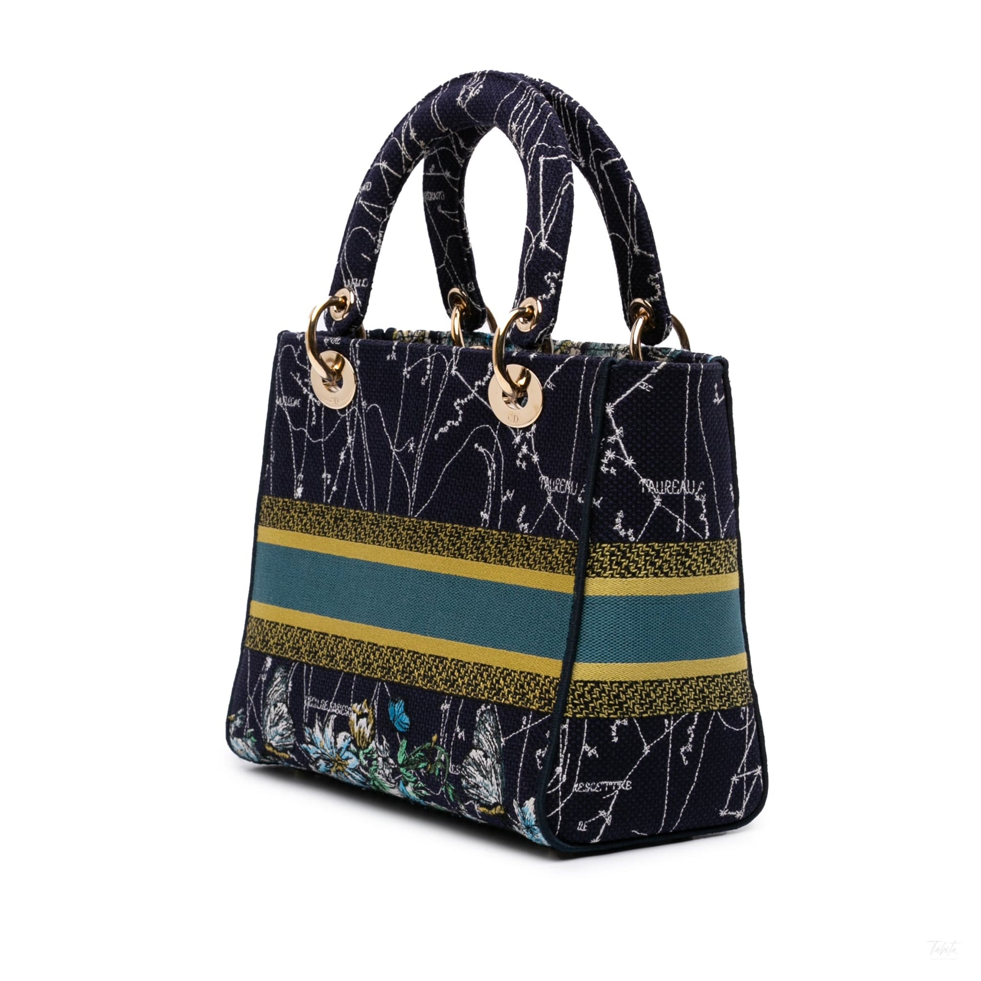 322607011 Lady D Lite Medium Canvas Embroidery Tote Handbag Blue 2