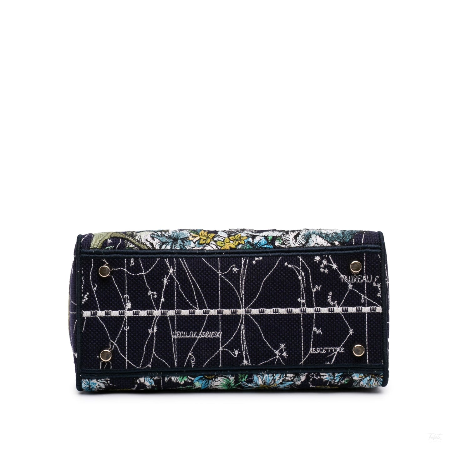322607011 Lady D Lite Medium Canvas Embroidery Tote Handbag Blue 3