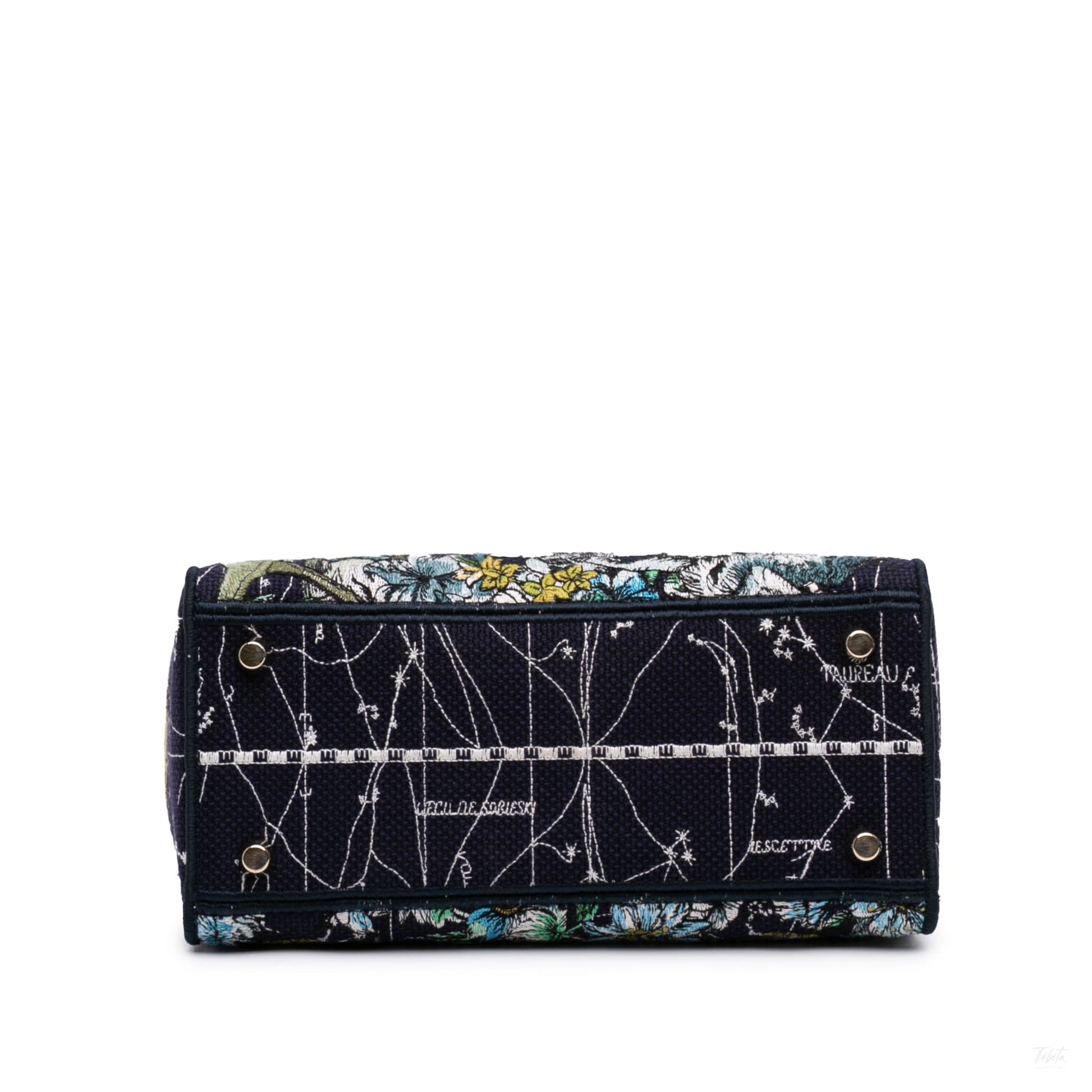 322607011 Lady D Lite Medium Canvas Embroidery Tote Handbag Blue 3