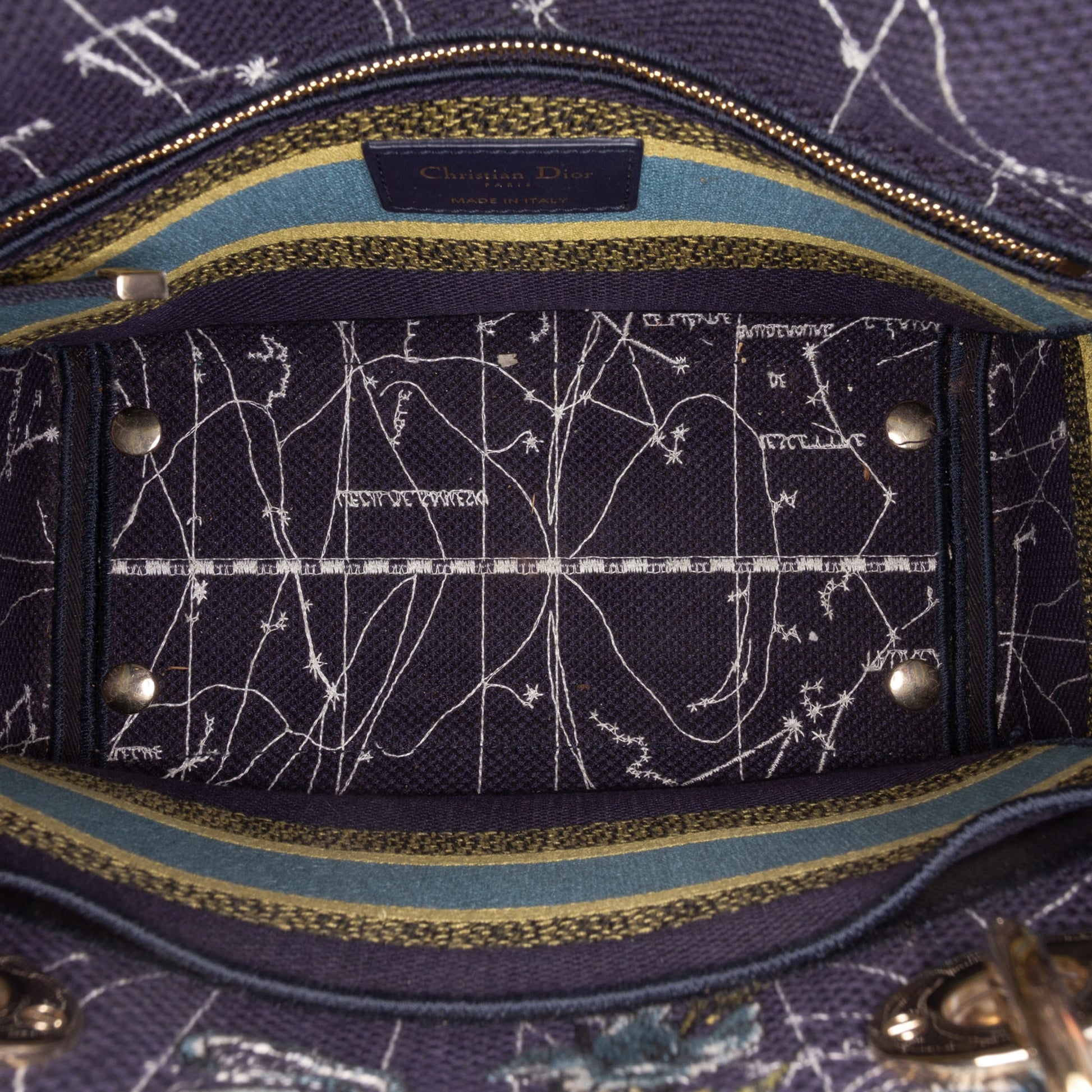 322607011 Lady D Lite Medium Canvas Embroidery Tote Handbag Blue 4
