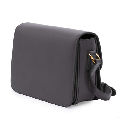 322607072 Triomphe Teen Shiny Calfskin Leather Flap Crossbody Grey 2