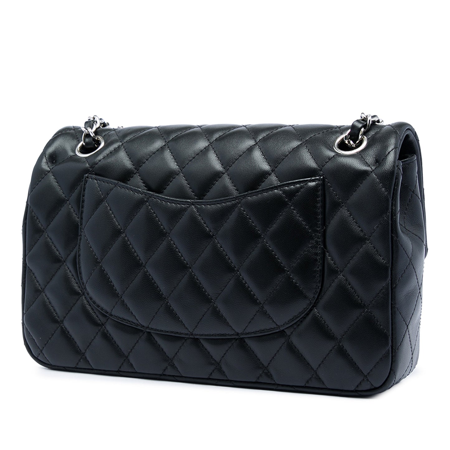 Classic Single Flap Medium Lambskin couro Matelassé Alça bolsa Preto 