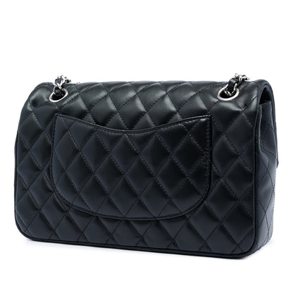 Classic Single Flap Medium Lambskin couro Matelassé Alça bolsa Preto 