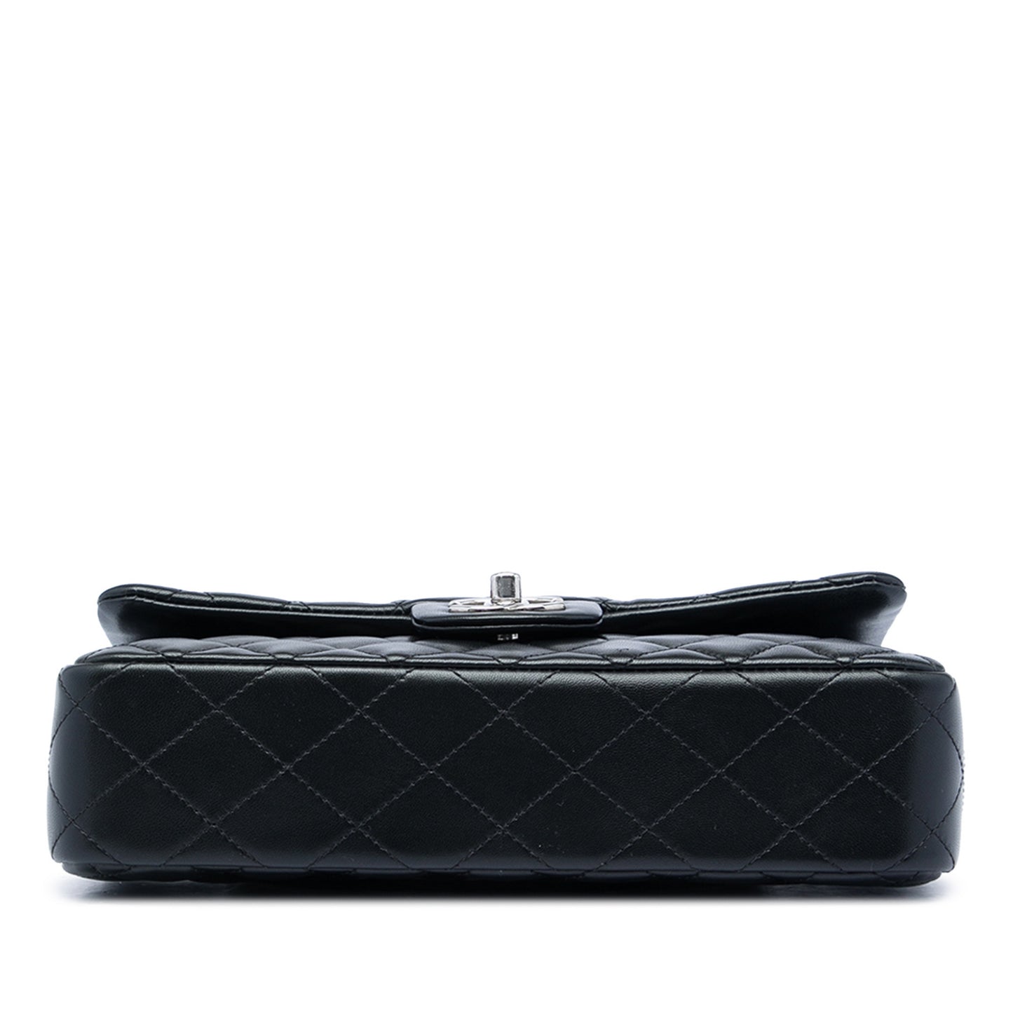 Classic Single Flap Medium Lambskin couro Matelassé Alça bolsa Preto 