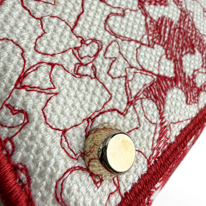 Lady D-Lite Medium Canvas Embroidery Tote Borsa in tessuto bianco ricamata 