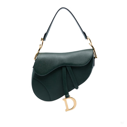 322607119 Saddle Grained Calfskin Leather No Strap Handbag Green 1