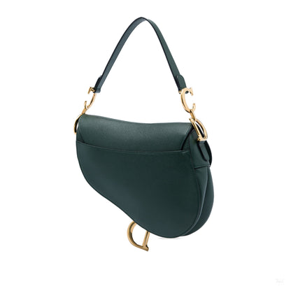 322607119 Saddle Grained Calfskin Leather No Strap Handbag Green 2