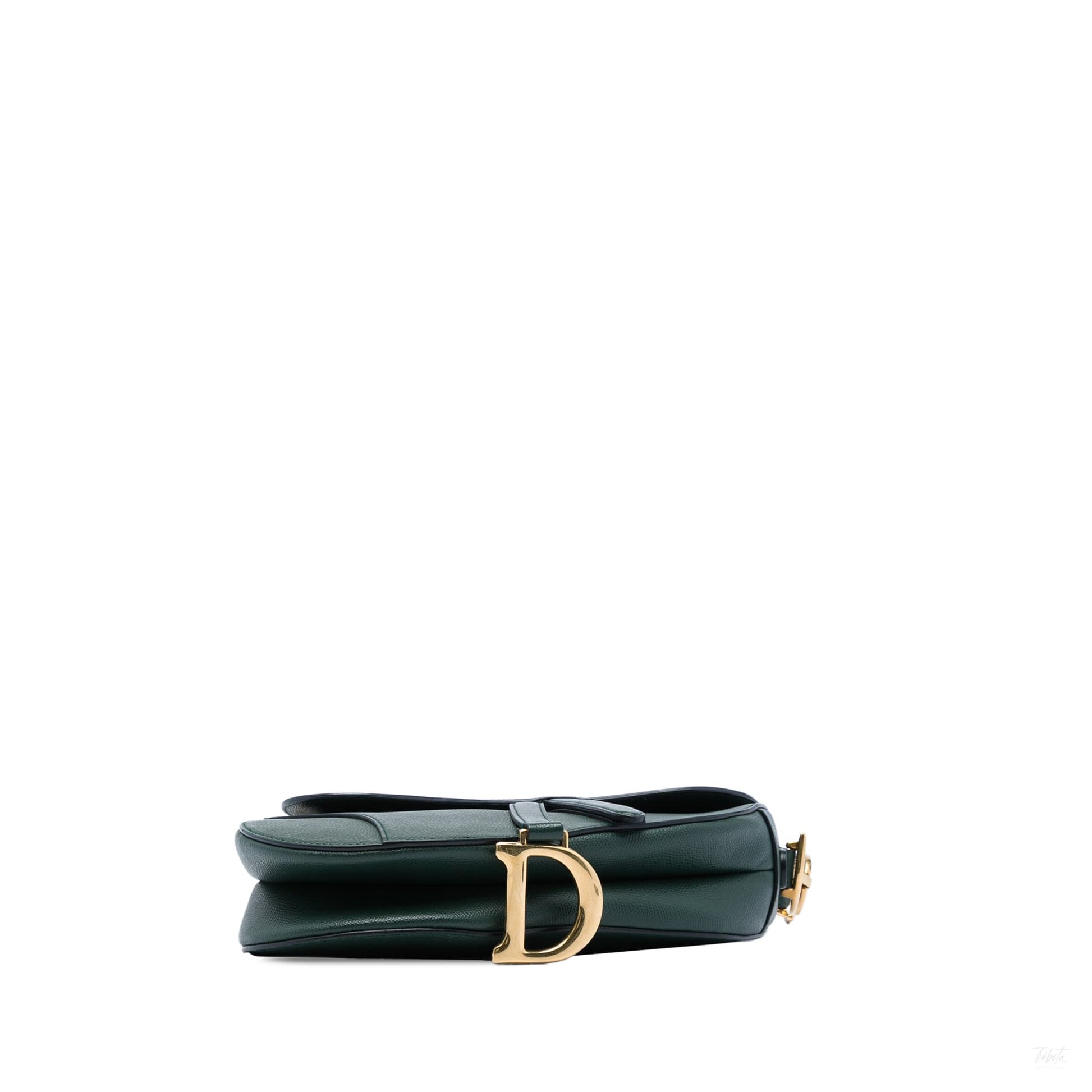 322607119 Saddle Grained Calfskin Leather No Strap Handbag Green 3