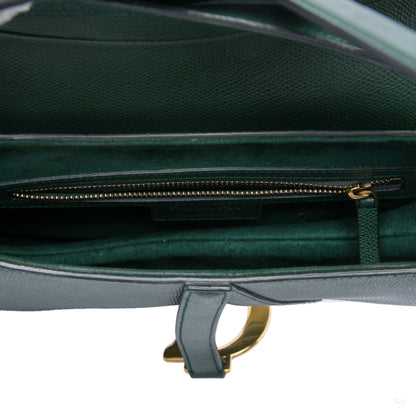 322607119 Saddle Grained Calfskin Leather No Strap Handbag Green 4
