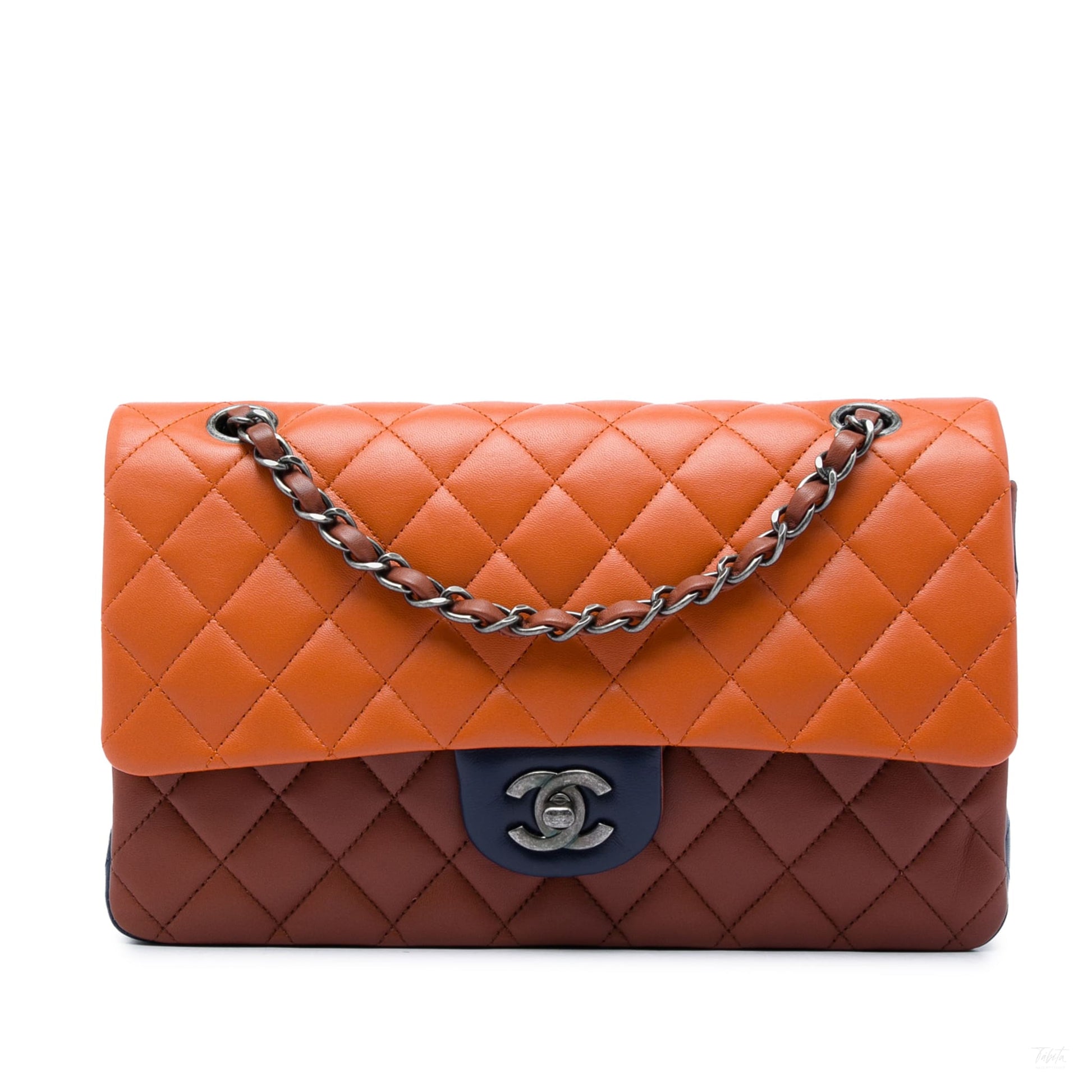 322607120 Classic Double Flap Medium Lambskin Leather Matelassè Shoulder Bag Tricolor 1