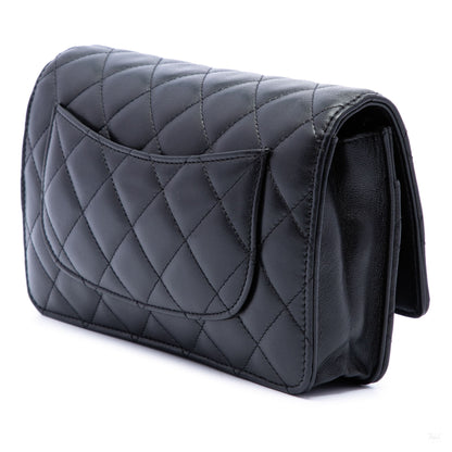 322607121 WOC Lambskin Leather Quilted Flap Crossbody Black 2