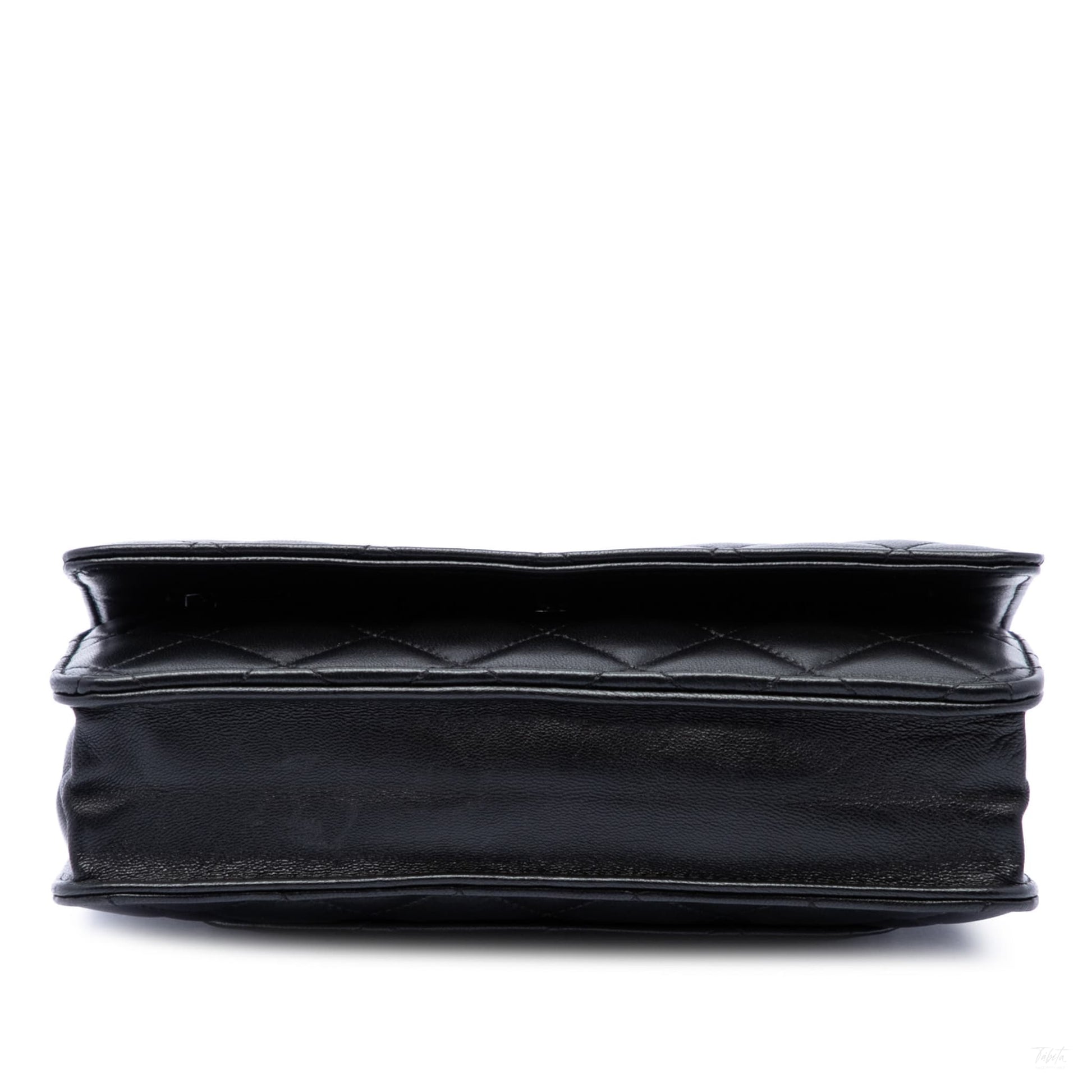 322607121 WOC Lambskin Leather Quilted Flap Crossbody Black 3