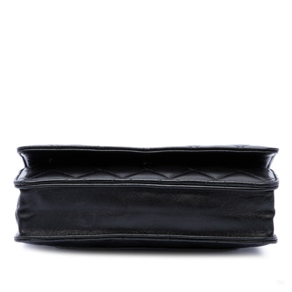 322607121 WOC Lambskin Leather Quilted Flap Crossbody Black 3