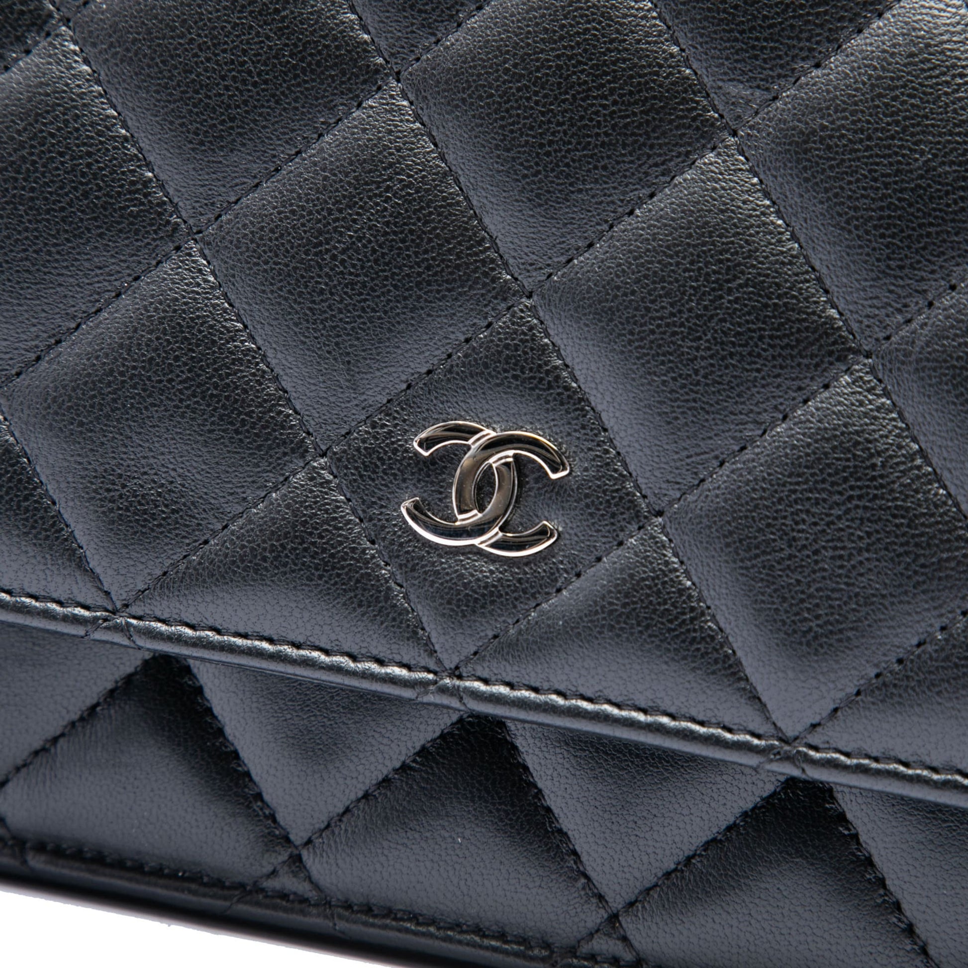 322607121 WOC Lambskin Leather Quilted Flap Crossbody Black 5
