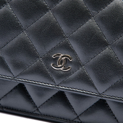 322607121 WOC Lambskin Leather Quilted Flap Crossbody Black 5