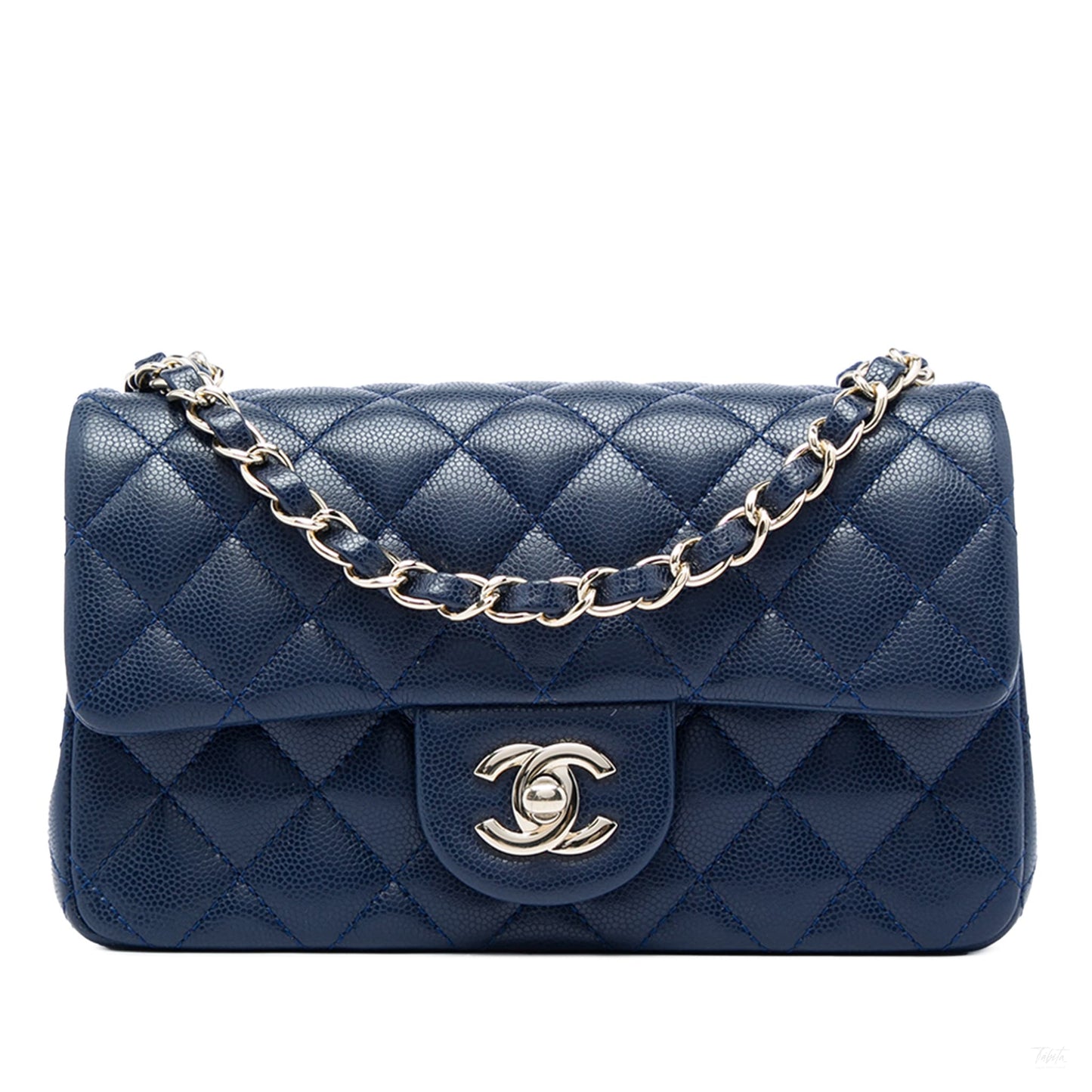 322608019 Classic Single Flap Mini Caviar Leather Matelassè Shoulder Bag Blue 1