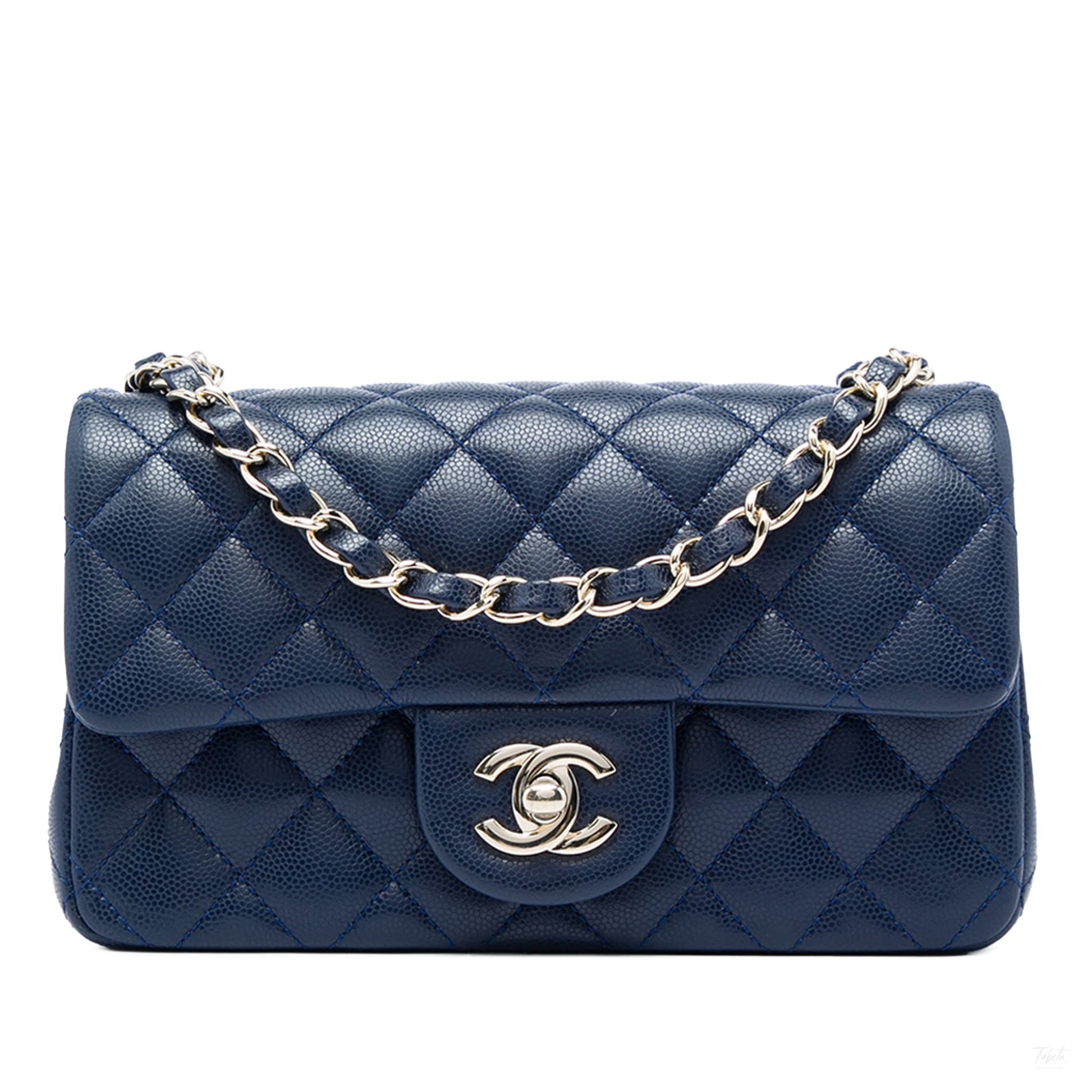 322608019 Classic Single Flap Mini Caviar Leather Matelassè Shoulder Bag Blue 1