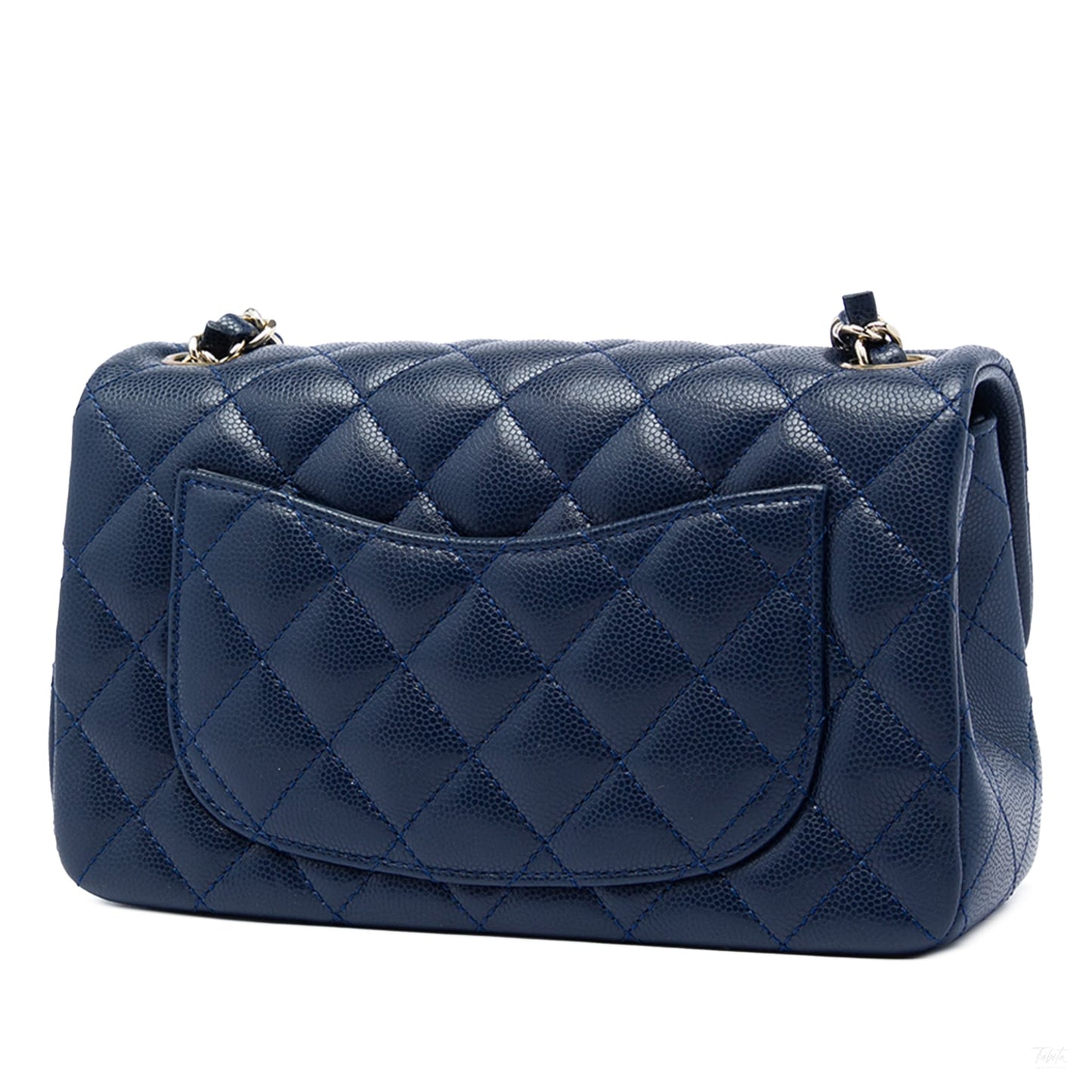 322608019 Classic Single Flap Mini Caviar Leather Matelassè Shoulder Bag Blue 2