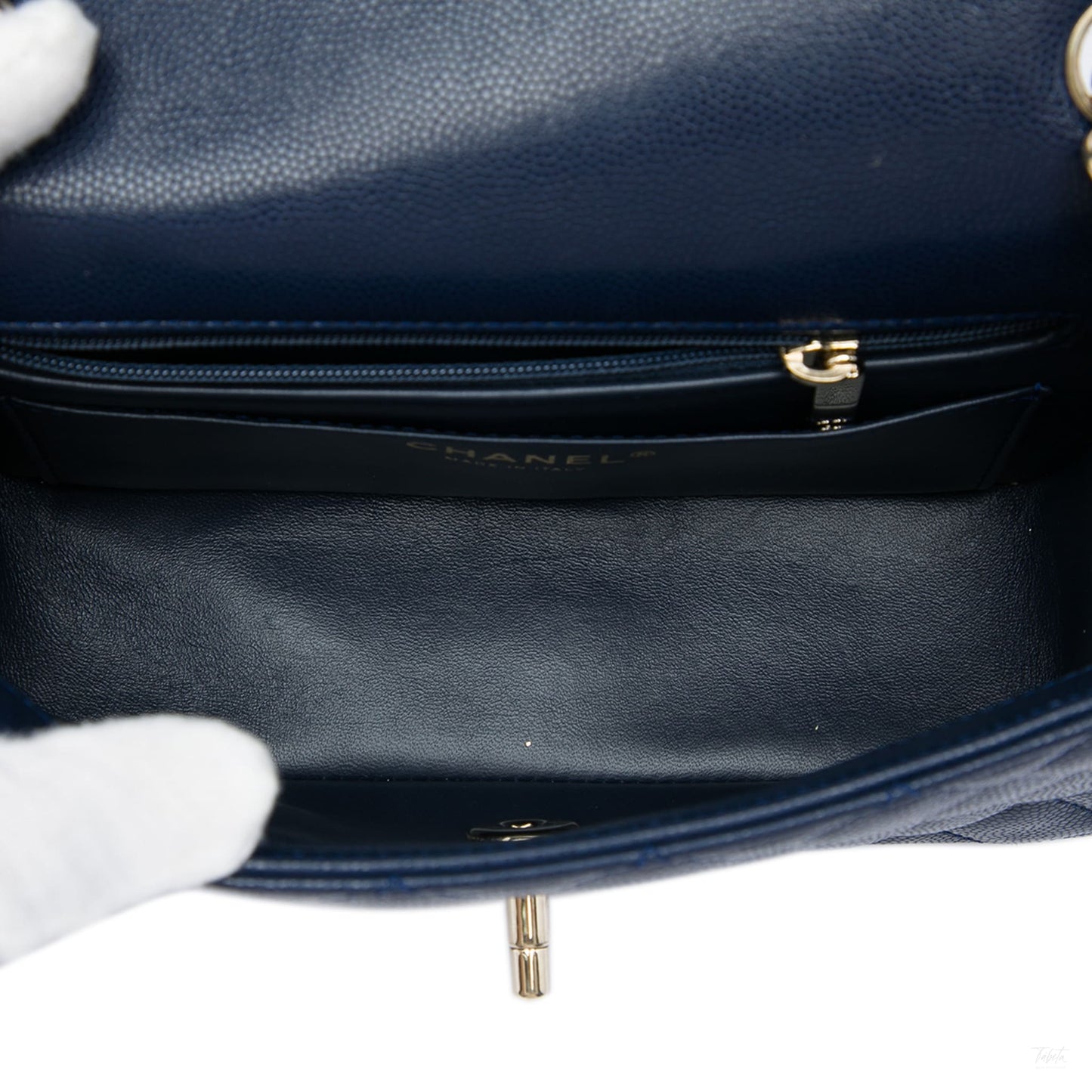 322608019 Classic Single Flap Mini Caviar Leather Matelassè Shoulder Bag Blue 4