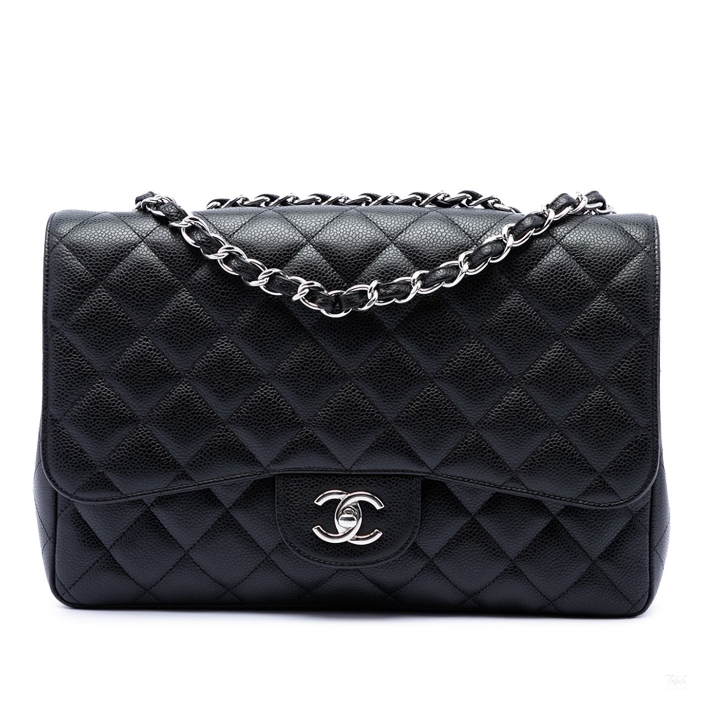 322608020 Classic Single Flap Jumbo Caviar Leather Matelassè Handbag Black 1