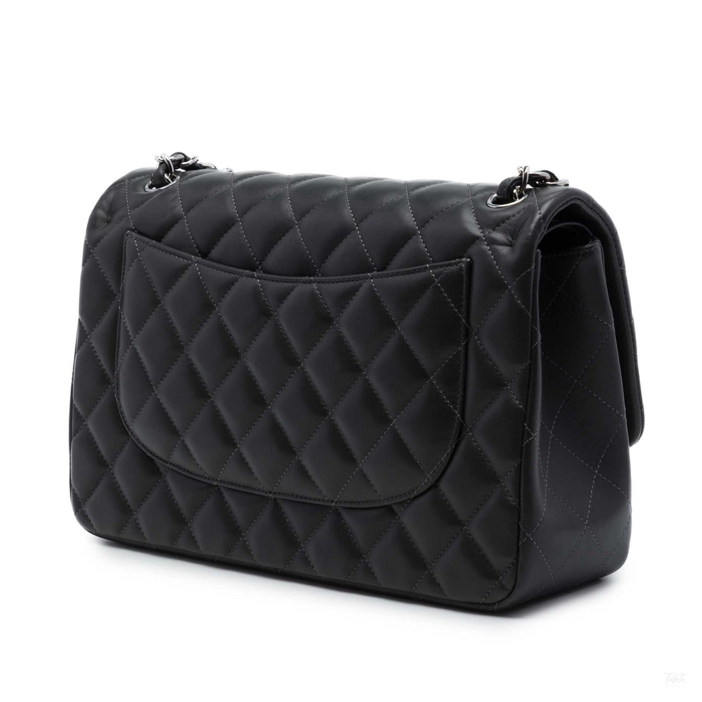 322608021 Classic Double Flap Jumbo Lambskin Leather Matelassè Handbag Black 2