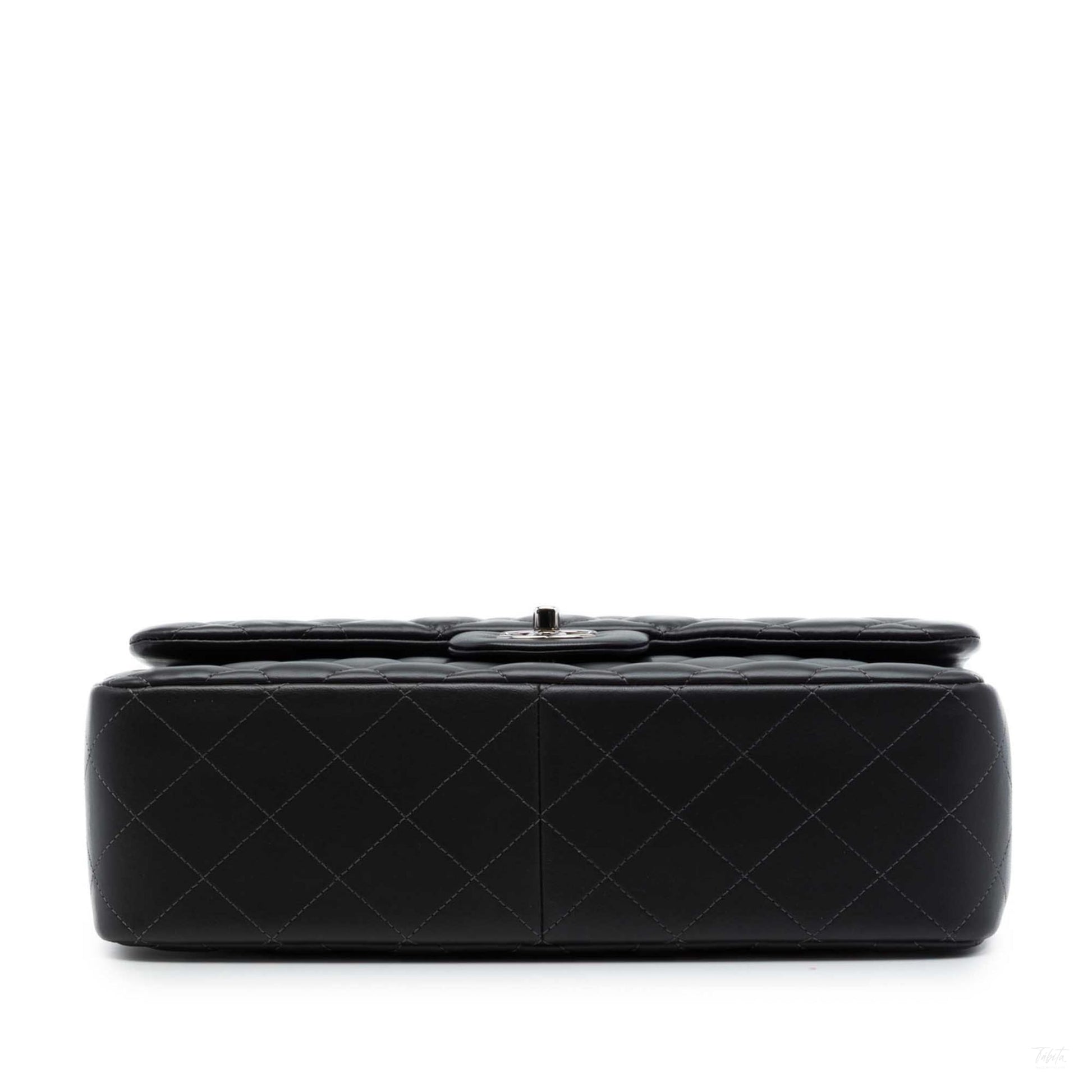322608021 Classic Double Flap Jumbo Lambskin Leather Matelassè Handbag Black 3