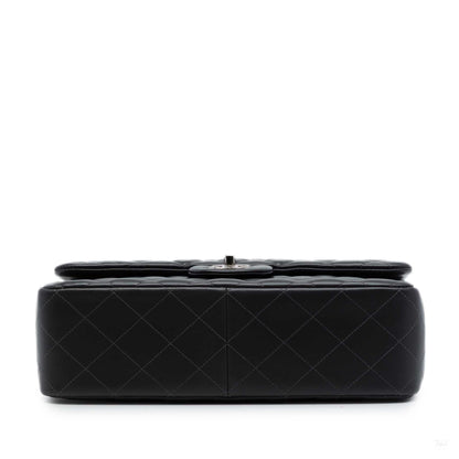 322608021 Classic Double Flap Jumbo Lambskin Leather Matelassè Handbag Black 3