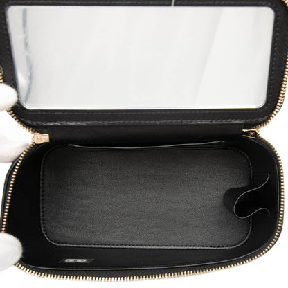 Vanity Case Small Lambskin Leather Quilted with Chain Handbag Black
