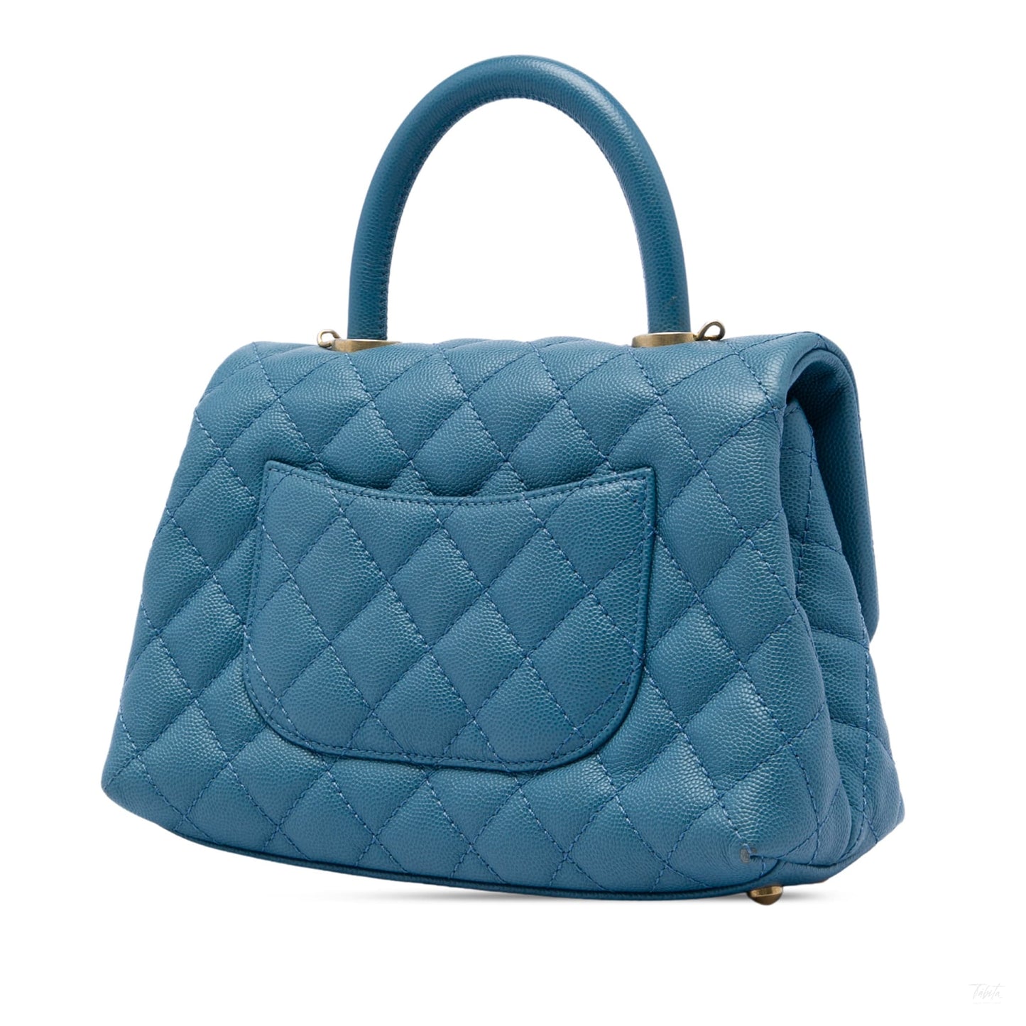 322608023 Coco Small Caviar Leather Top handle Shoulder Bag Blue 2