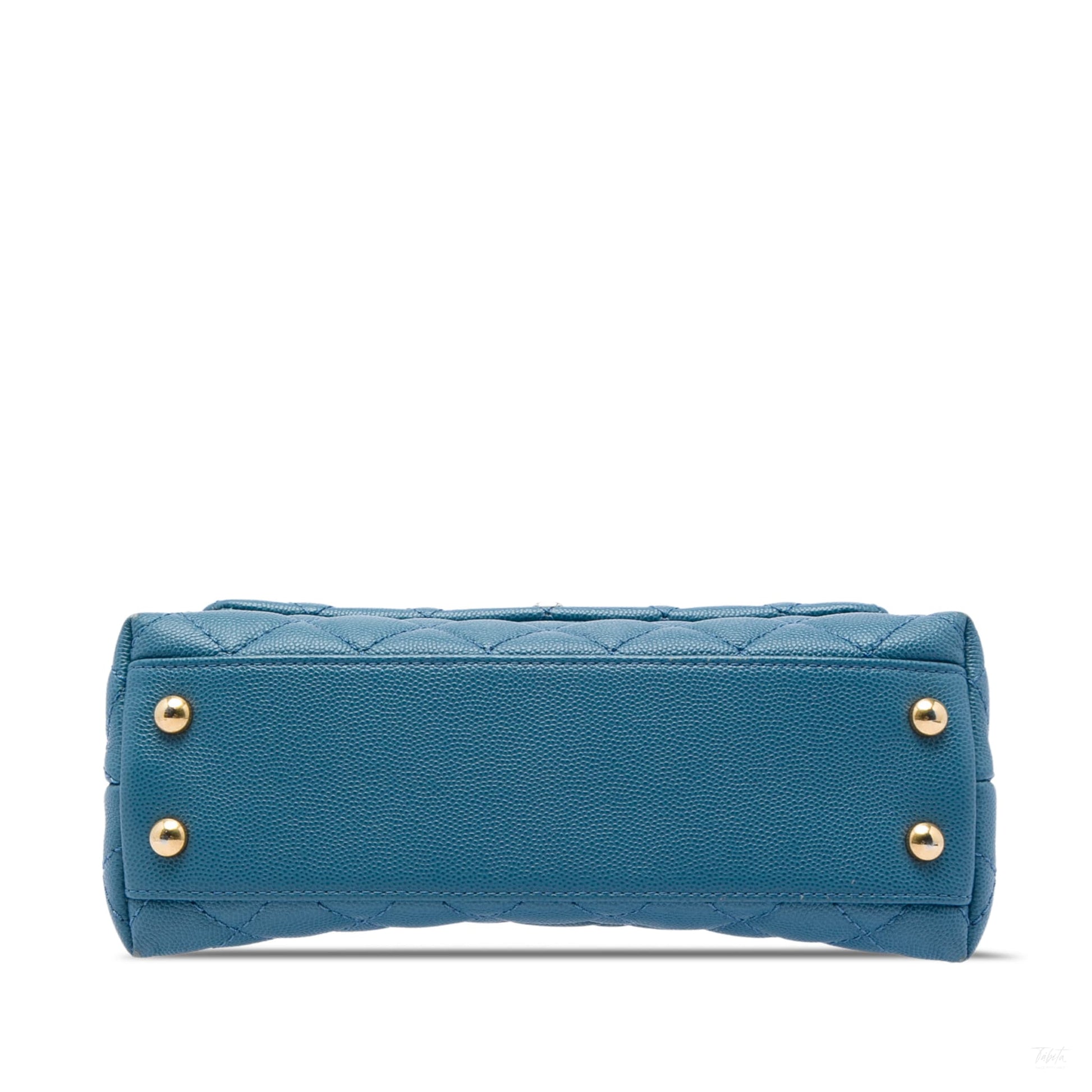 322608023 Coco Small Caviar Leather Top handle Shoulder Bag Blue 3