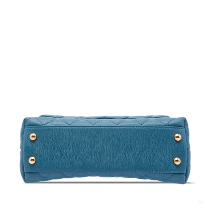 322608023 Coco Small Caviar Leather Top handle Shoulder Bag Blue 3